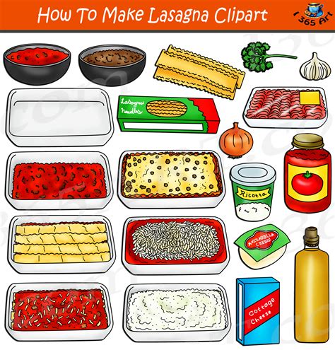 lasagna ingredients clipart